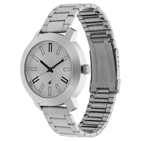 Fastrack Quartz Analog Silver Dial Stainless Steel Strap Watch for Guys ns3120sm01 / 3120sm01