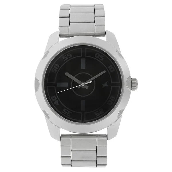 Fastrack Quartz Analog Black Dial Stainless Steel Strap Watch for Guys ns3123sm01 / 3123sm01