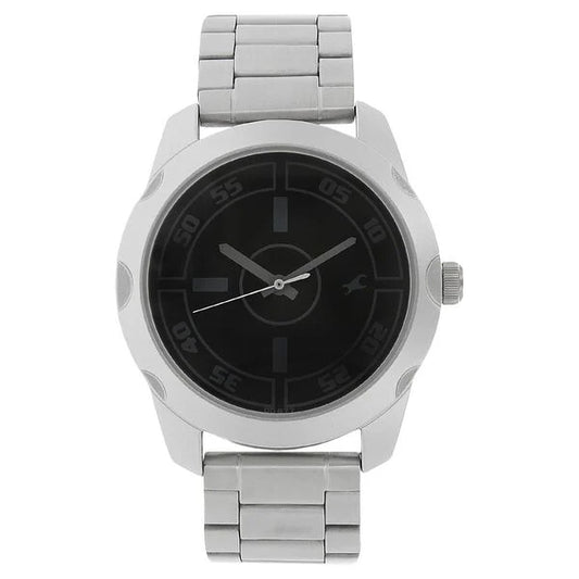 Fastrack Quartz Analog Black Dial Stainless Steel Strap Watch for Guys ns3123sm01 / 3123sm01