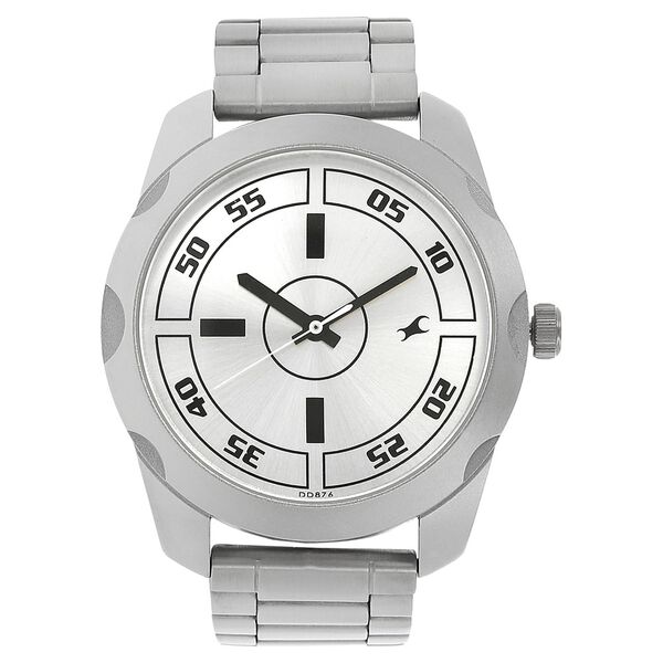 Fastrack Quartz Analog Silver Dial Stainless Steel Strap Watch for Guys NR3123SM02