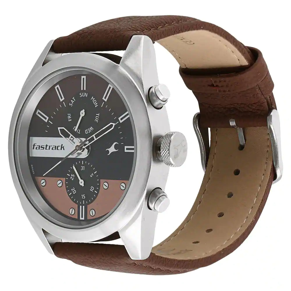 All nighters black dial leather strap watch hot sale