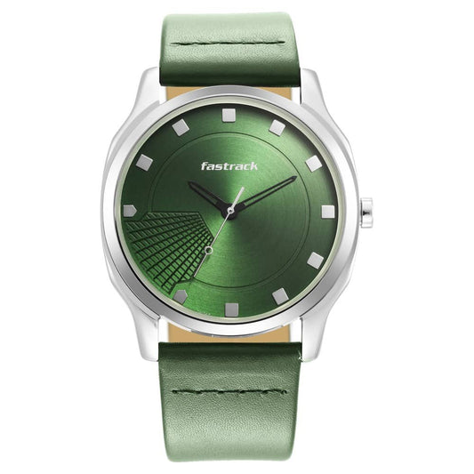 STUNNERS GREEN DIAL LEATHER STRAP WATCH 3255SL02