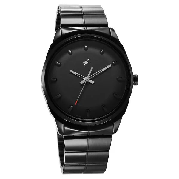 Fastrack Quartz Analog Black Dial Black Stainless Steel Strap Watch for Guys 3273nm01