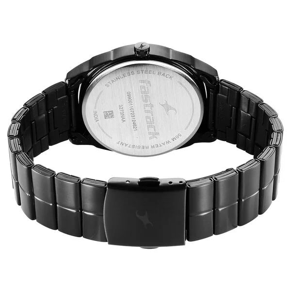 Fastrack Quartz Analog Black Dial Black Stainless Steel Strap Watch for Guys 3273nm01