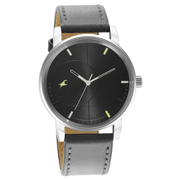 Fastrack Stunners Quartz Analog Black Dial Leather Strap Watch for Guys 3278sl01