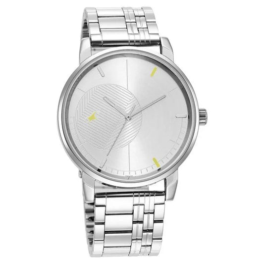 Fastrack Stunners Quartz Analog Silver Dial Metal Strap Watch for Guys NS3278SM02