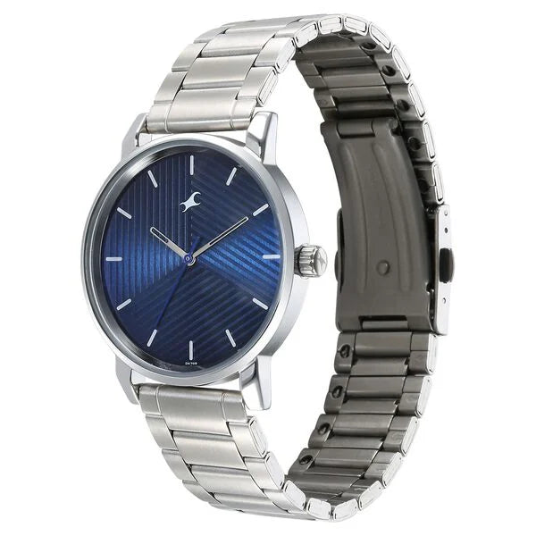 Fastrack Stunners Blue Dial Metal Strap Watch for Guys 3278sm03