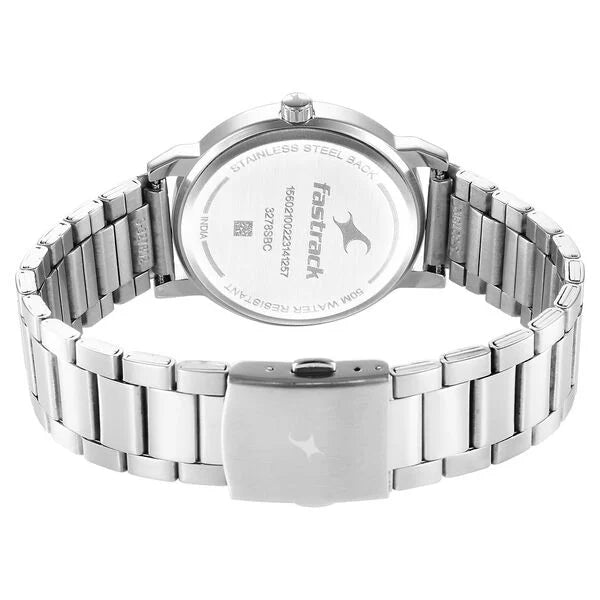 Fastrack Stunners White Dial Metal Strap Watch for Guys 3278sm04