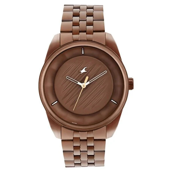 Fastrack Crush Quartz Analog Brown Dial Stainless Steel Strap Watch for Guys 3300qm01