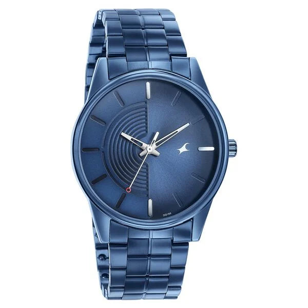 Fastrack Stunnerse Quartz Analog Blue Dial With Blue Metal Strap Watch for Guys 3305qm02