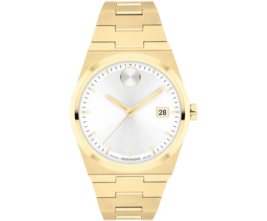 Movado Ladies' BOLD Quest Yellow IP White Dial 35mm Watch 3601187