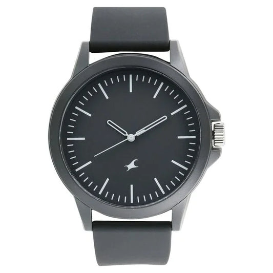 Fastrack Quartz Analog Black Dial Silicone Strap Watch for Unisex nr38024pp25