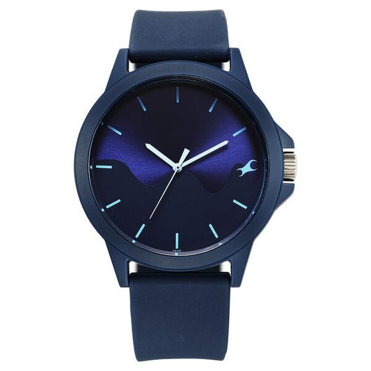 Fastrack Tees Wanderlust Quartz Analog Blue Dial Silicone Strap Watch for Unisex 38024pp72w