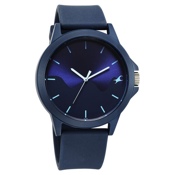 Fastrack Tees Wanderlust Quartz Analog Blue Dial Silicone Strap Watch for Unisex 38024pp72w