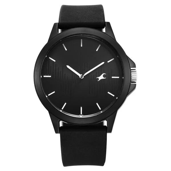 Fastrack Tees Wanderlust Quartz Analog Black Dial Silicone Strap Watch for Unisex 38024pp75w