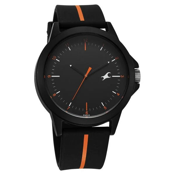 Fastrack Tees Urbanique Quartz Analog Black Dial Silicon Strap Watch For Unisex 38024pp79w