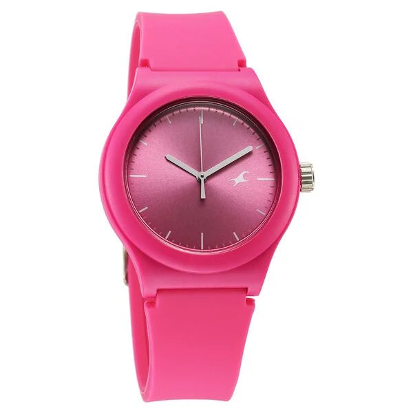 Fastrack Tees Urbanique Quartz Analog Pink Dial Silicon Strap Watch For Girls 38037pp20w