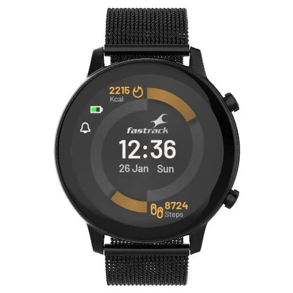 Fastrack Reflex Play + Classic BT Calling 3.3 CM AMOLED Display Smartwatch with AOD Premium Metallic Body, IP68 Water Resistance 38077am05