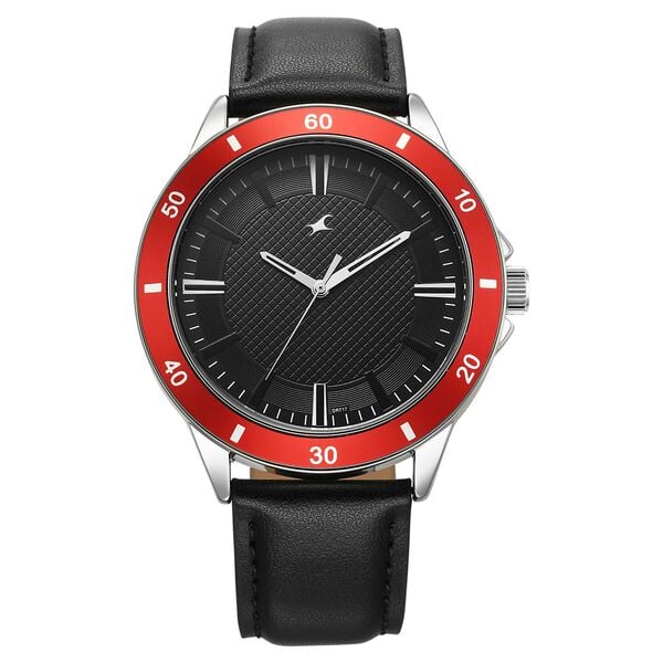 Fastrack Stunners X Quartz Analog Black Dial Leather Strap Watch For Guys 38160sl01