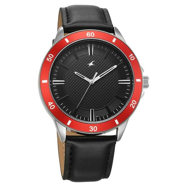 Fastrack Stunners X Quartz Analog Black Dial Leather Strap Watch For Guys 38160sl01