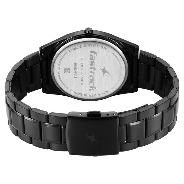 Fastrack Stunners X Quartz Analog Black Dial Stainless Steel Strap Watch For Guys 38162nm02