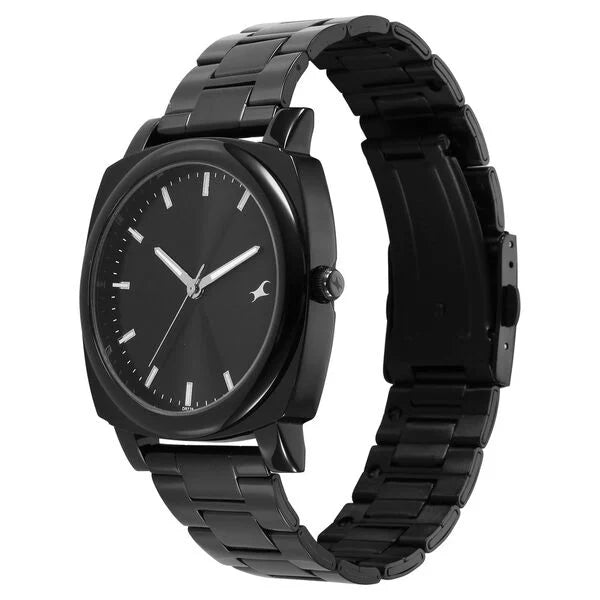 Fastrack Stunners X Quartz Analog Black Dial Stainless Steel Strap Watch For Guys 38164nm01