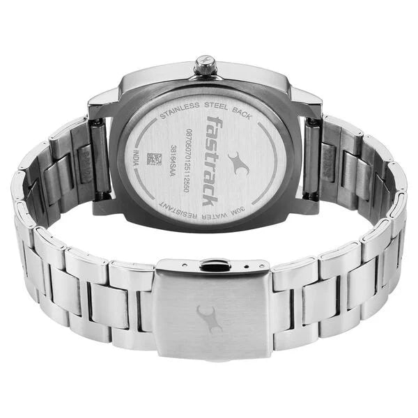 Fastrack Stunners X Quartz Analog Grey Dial Stainless Steel Strap Watch For Guys 38164sm02