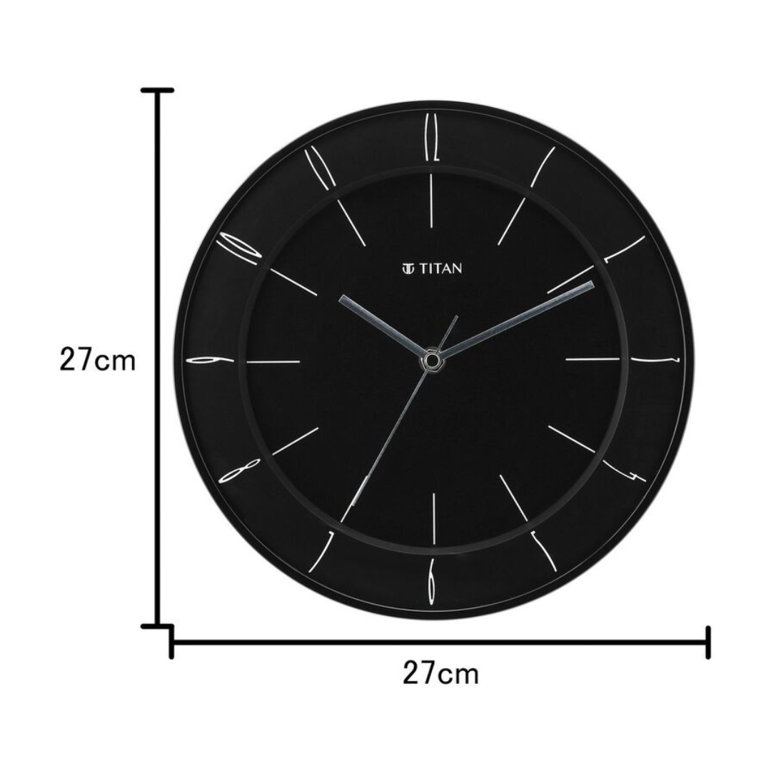 Contemporary Black Wall Clock with Domed Glass - 27 cm x 27 cm (Small) W0010PA01