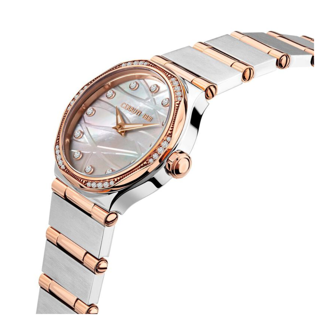 Cerruti 1881 Quartz Analog Mother of Pearl Dial Stainless Steel Strap Watch for Women CECRM35501W