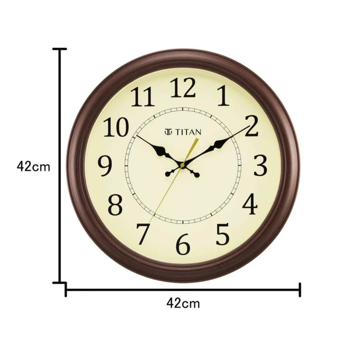 Titan Classic 42 cm Off White Wall Clock Silent Serenity