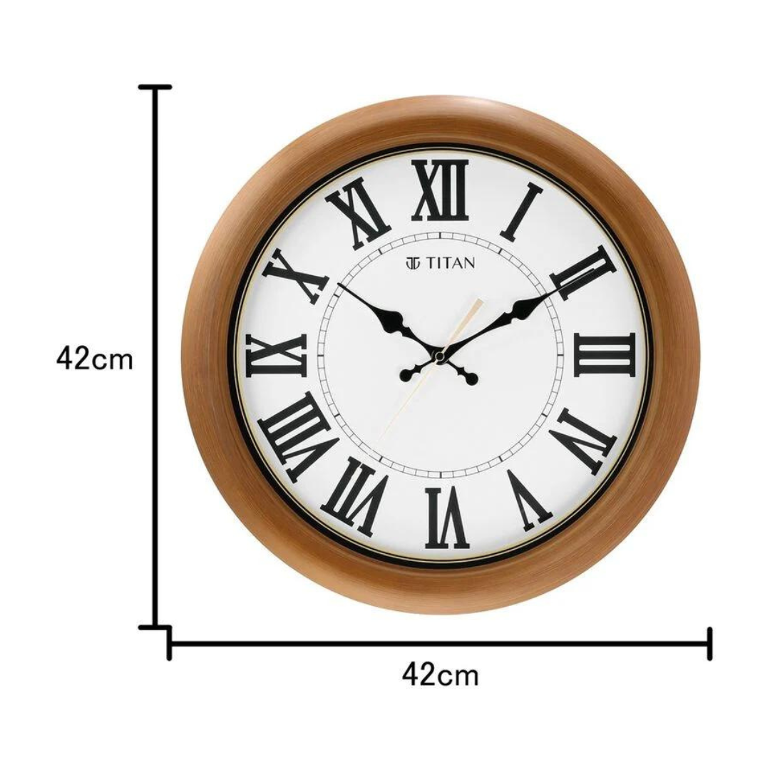 Titan Classic White Wall Clock with Silent Sweep Technology - 42 cm x 42 cm (Large) W0015PA01