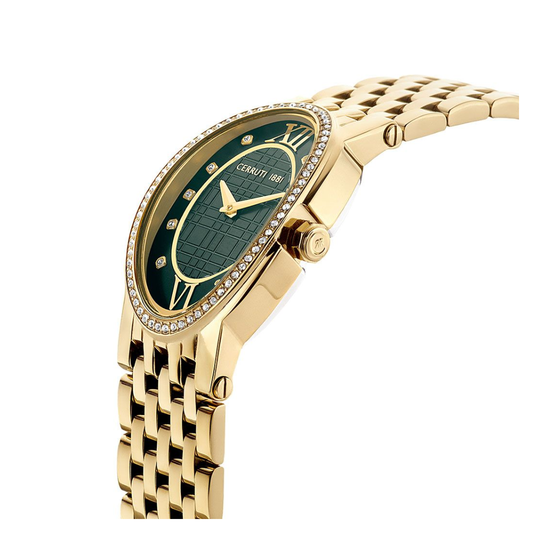 Cerruti 1881 Quartz Analog Green Dial Stainless Steel Strap Watch for Women CECIWLG2226104W