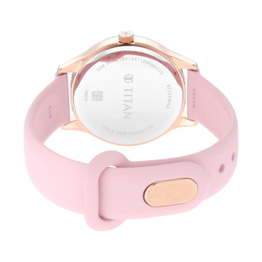 Titan Athleisure - Pink Dial Rubber Strap Watch NP95125WP02