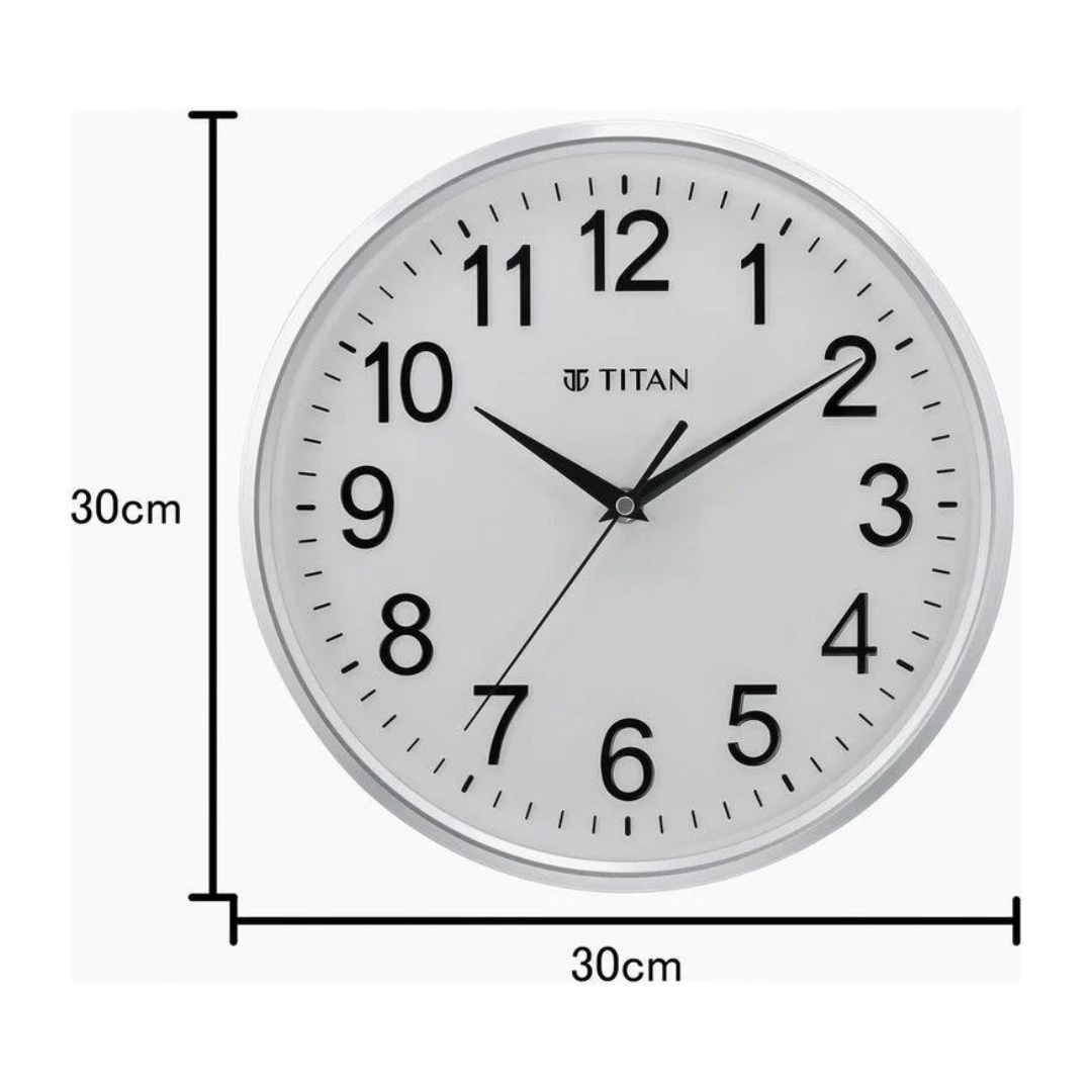 Contemporary White Wall Clock with Silent Sweep Technology 30 cm