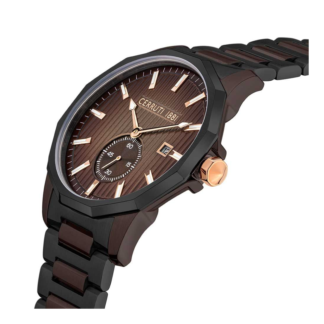 Cerruti 1881 Brown Dial Stainless Steel Strap Watch for Men CECIWGH2111804W