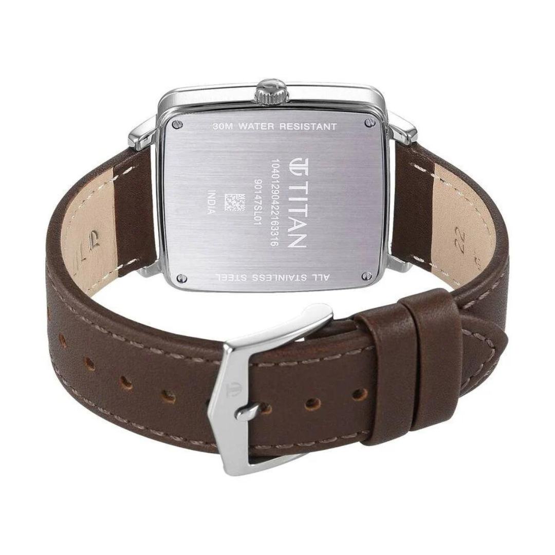 Titan Avant Garde Quartz Multifunction Silver Dial Leather Strap watch for Men 90147SL01 / NS90147SL01