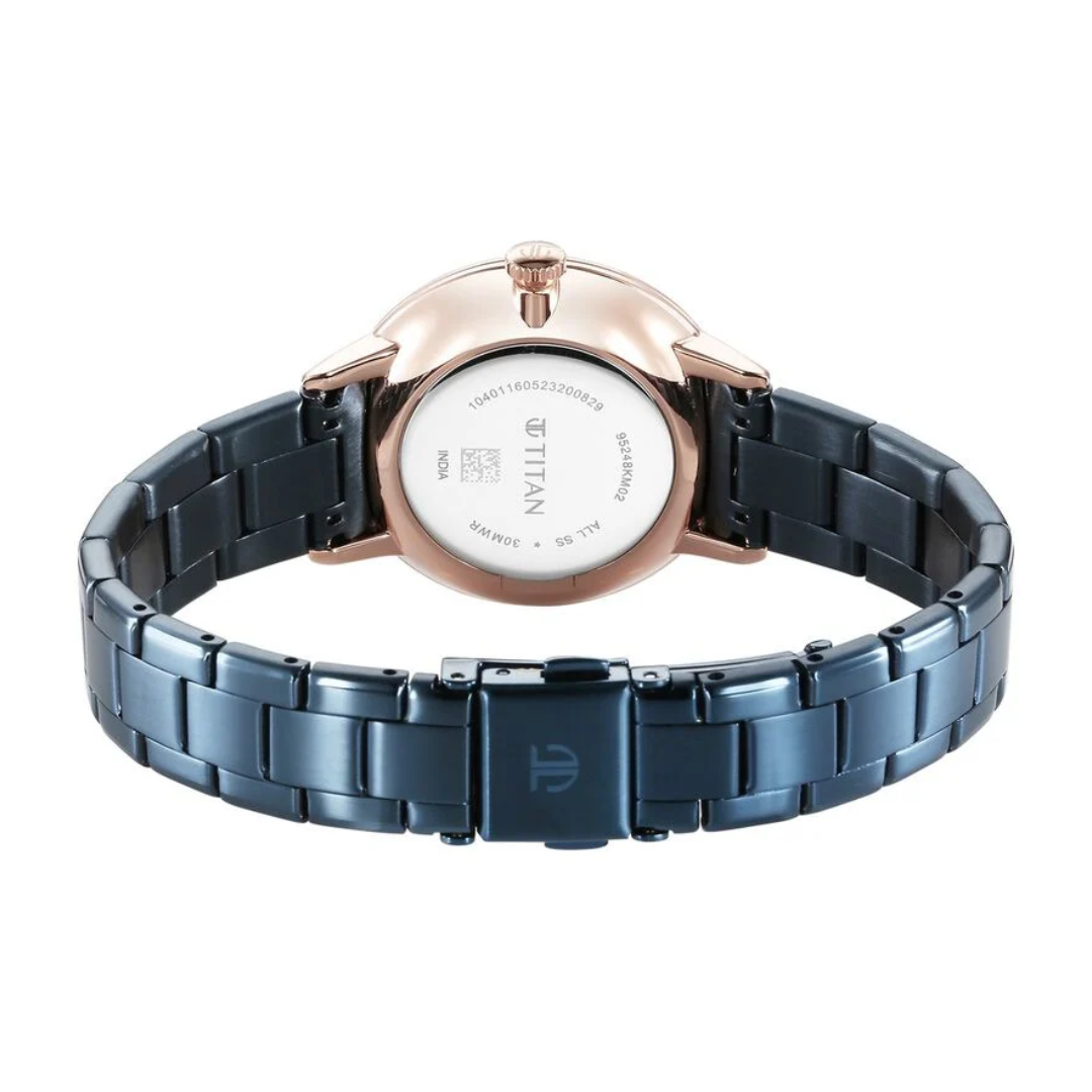 Titan TGIF Quartz Analog Blue Dial Blue Stainless Steel Strap Watch for Women 95248KM02 / NS95248KM02