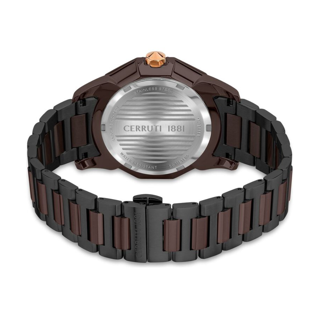 Cerruti 1881 Brown Dial Stainless Steel Strap Watch for Men CECIWGH2111804W