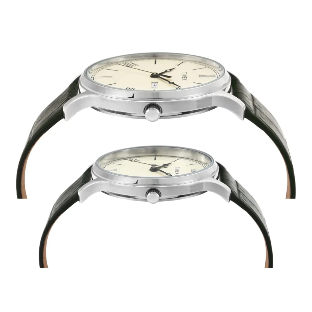 Timex Pairs Beige Round Analog Brass Dial Watch- TW00PR299