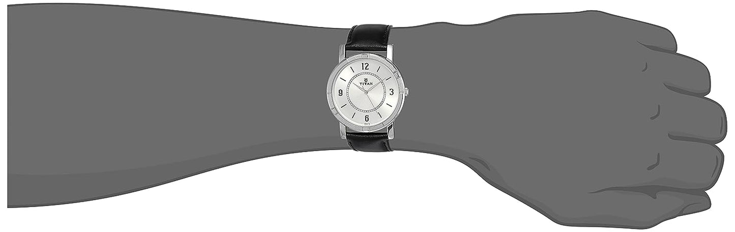 Silver Dial Black Leather Strap Watch NN1639SL03