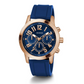 GUESS Gold Parker Navy Blue Silicone Watch GW0708G3