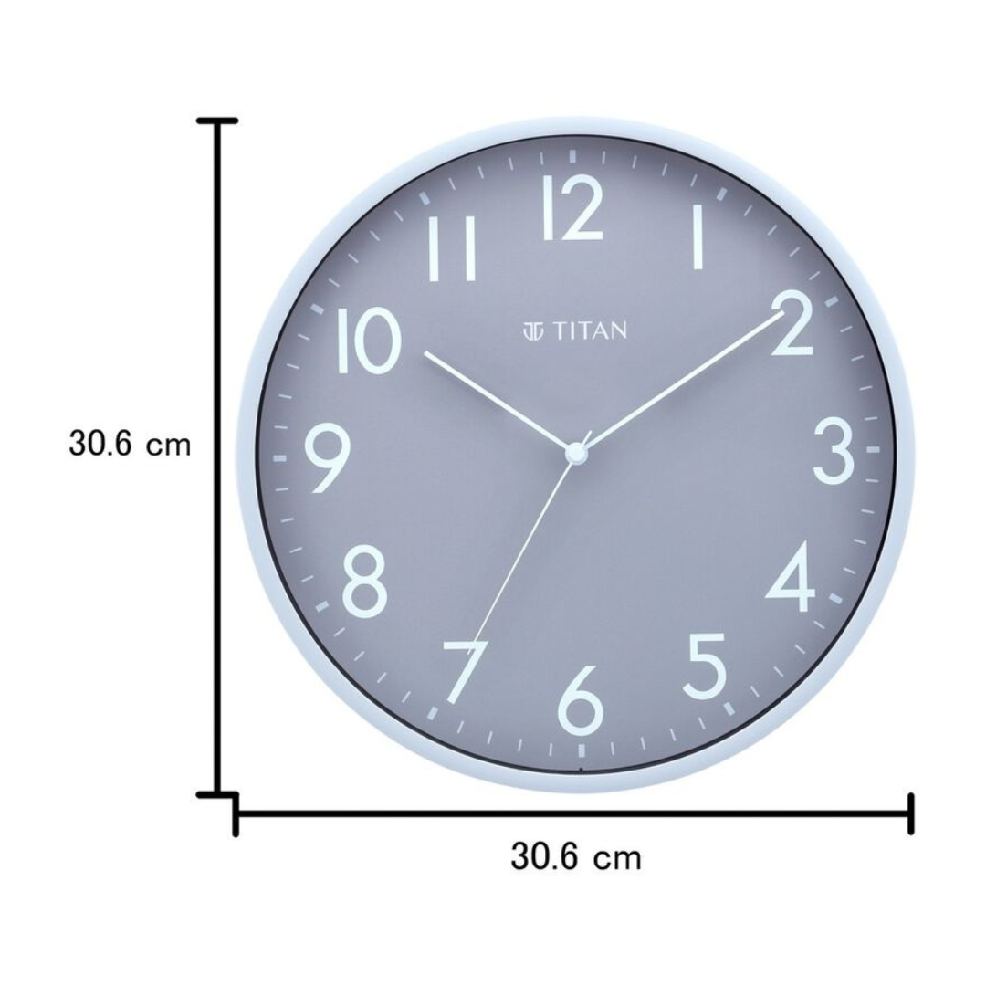 TITAN Contemporary Grey Sleek Wall Clock with Silent Sweep Technology KRISHNA WATCH COMPANY