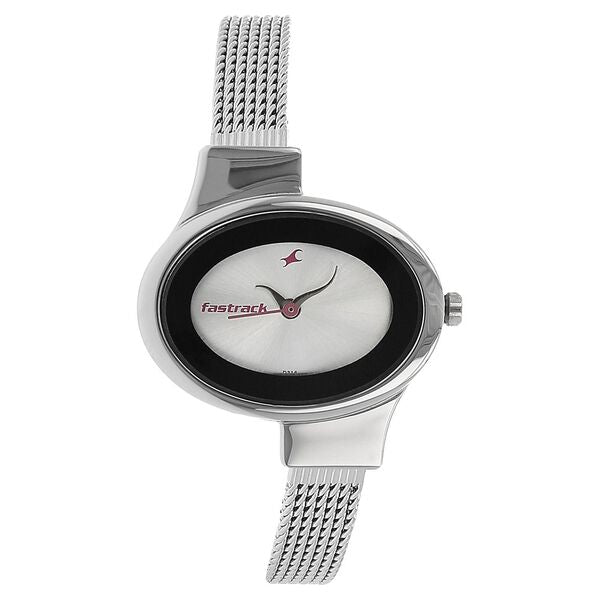 Fastrack Quartz Analog Silver Dial Stainless Steel Strap Watch for Girls  NS6015SM01