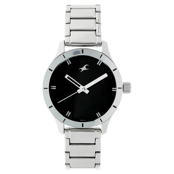 Fastrack Quartz Analog Black Dial Stainless Steel Strap Watch for Girls NR6078SM06