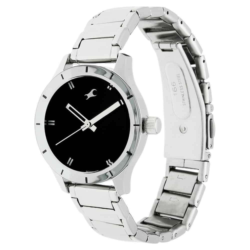 BLACK DIAL SILVER STAINLESS STEEL STRAP WATCH 6078SM06