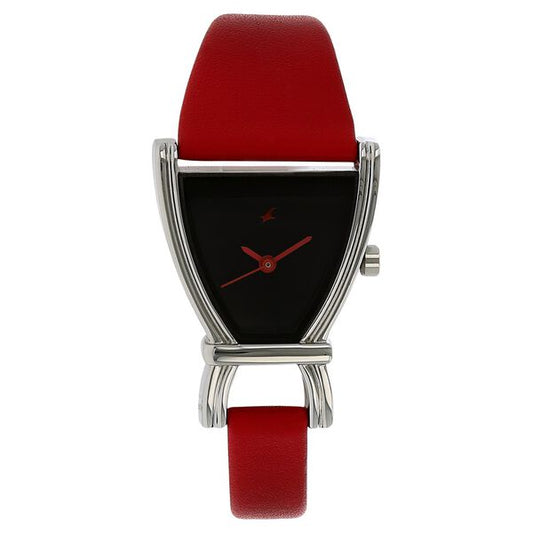 Fastrack Quartz Analog Black Dial Leather Strap Watch for Girls NR6095SL03