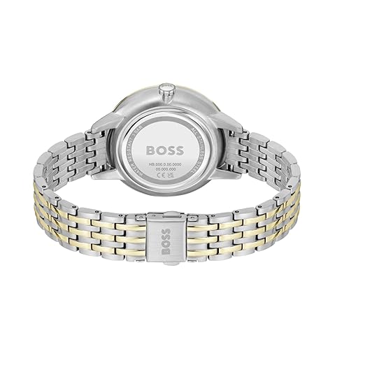 Boss Symphony Le Qtz Multifunction Black Round Dial Women's Watch|Two Tone Stainless Steel Material|Silver Color Band - 1502783