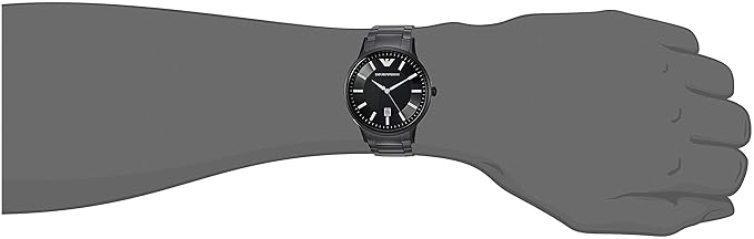 EMPORIO ARMANI Mens 43 mm Renato Black Dial Stainless Steel Analog Watch - AR11184