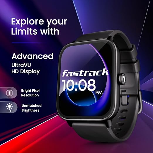 Fastrack Rider with 4.64 cm TFT LCD Display, SingleSync BT Calling Unisex Smart Watch with Black Strap 38100pp01k