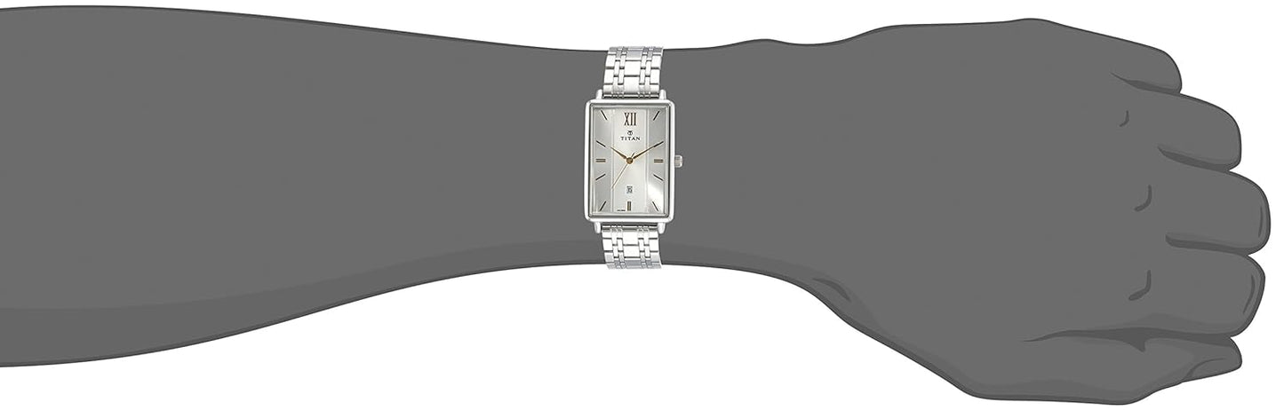 Titan White Dial Two Toned Stainless Steel Strap Watch Nk1738sm01 (Dg389)